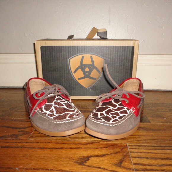 ARIAT Women's "Palisade" Cow Print Brown Suede Loafers with Box Size 8.5 - Picture 2 of 9